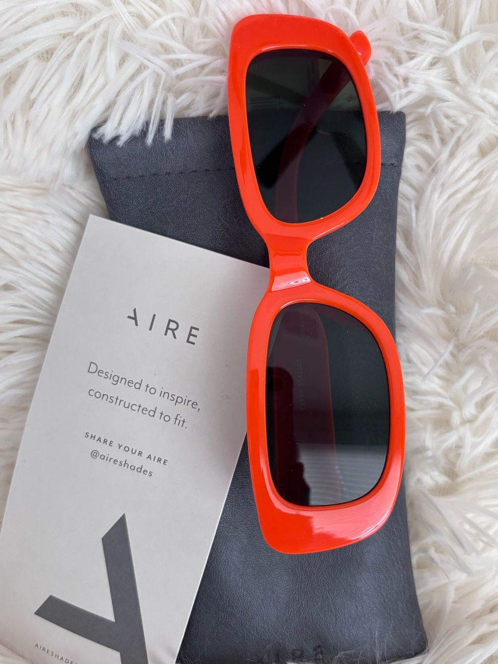 AIRE Ceres Neon Orange Unisex Rectangular Sunglasses--NWT